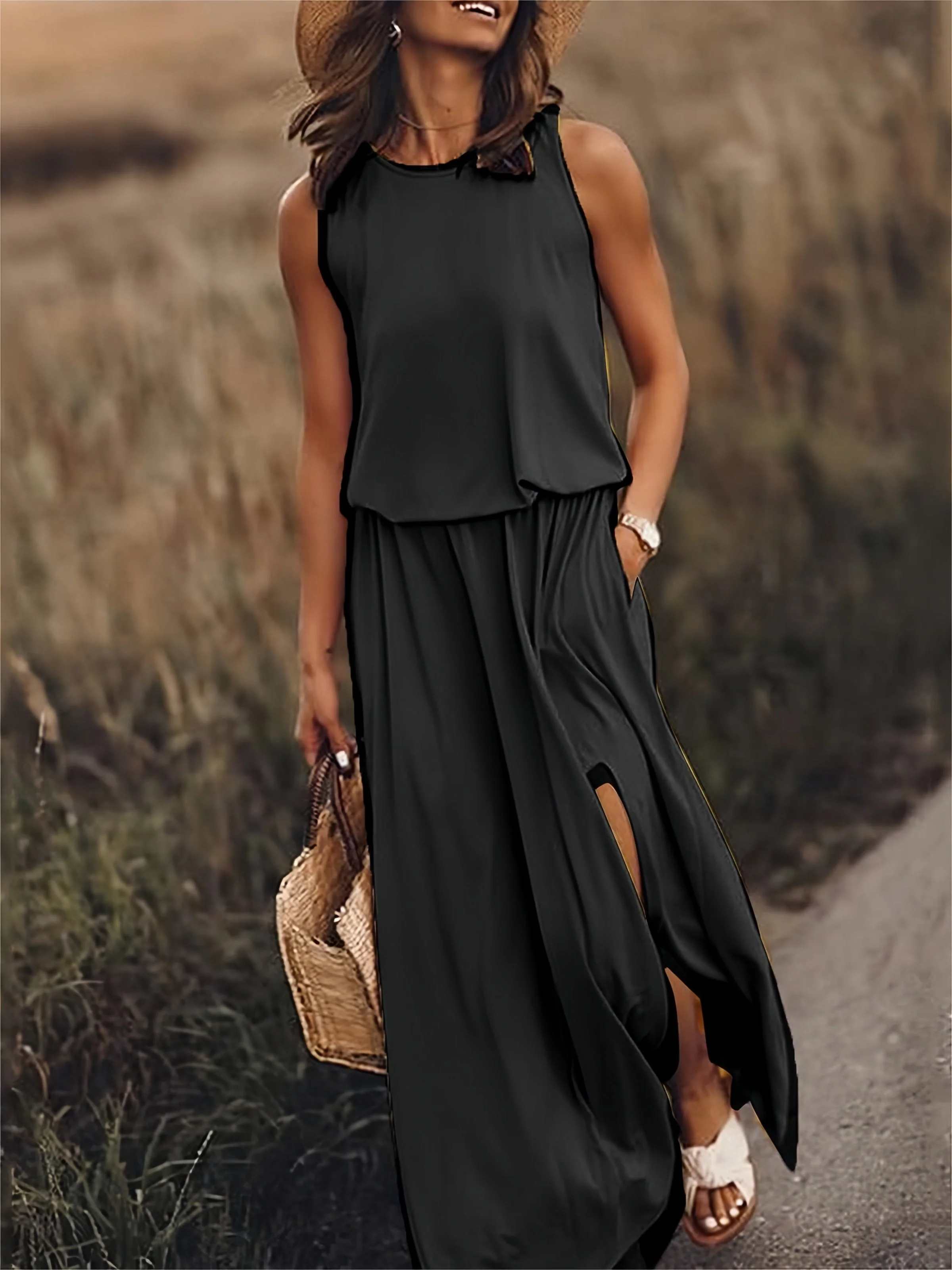 Heidi-Mode | Damen Schwarzes Modal Boho Maxikleid Farben - Image 4