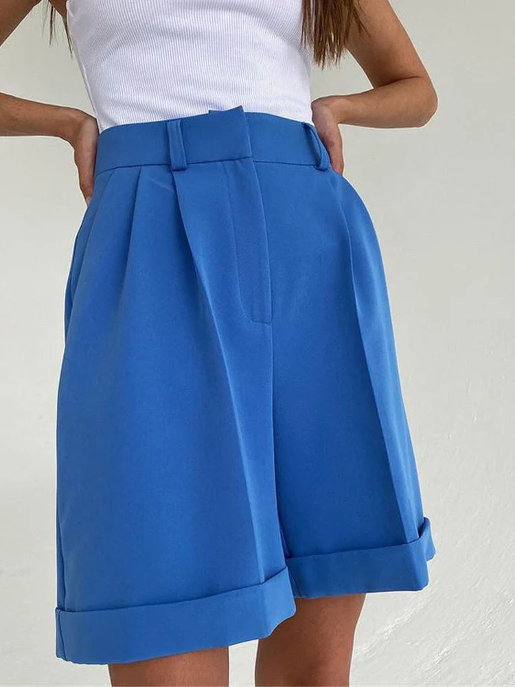 Heidi-Mode | Damen Shorts Einfarbig Reißverschluss Tasche Gerade Shorts - Image 6