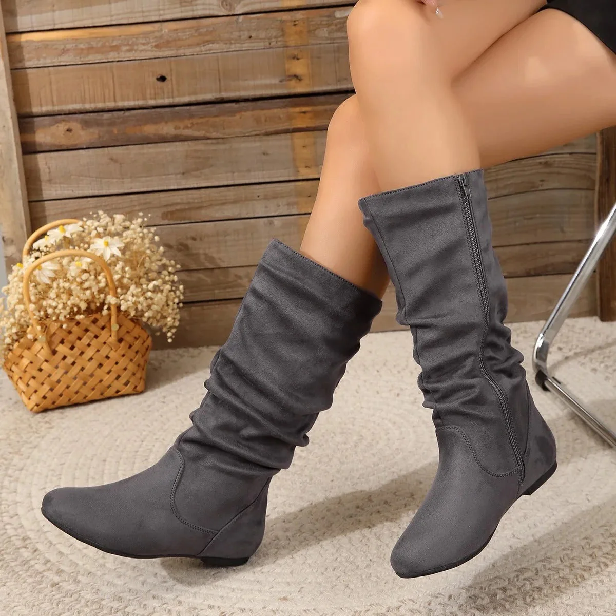 Heidi-Mode | Damen Stiefel Aus Wildleder mit Seitlichem Reißverschluss, Wadenlang, Frühlingskollektion - Image 11