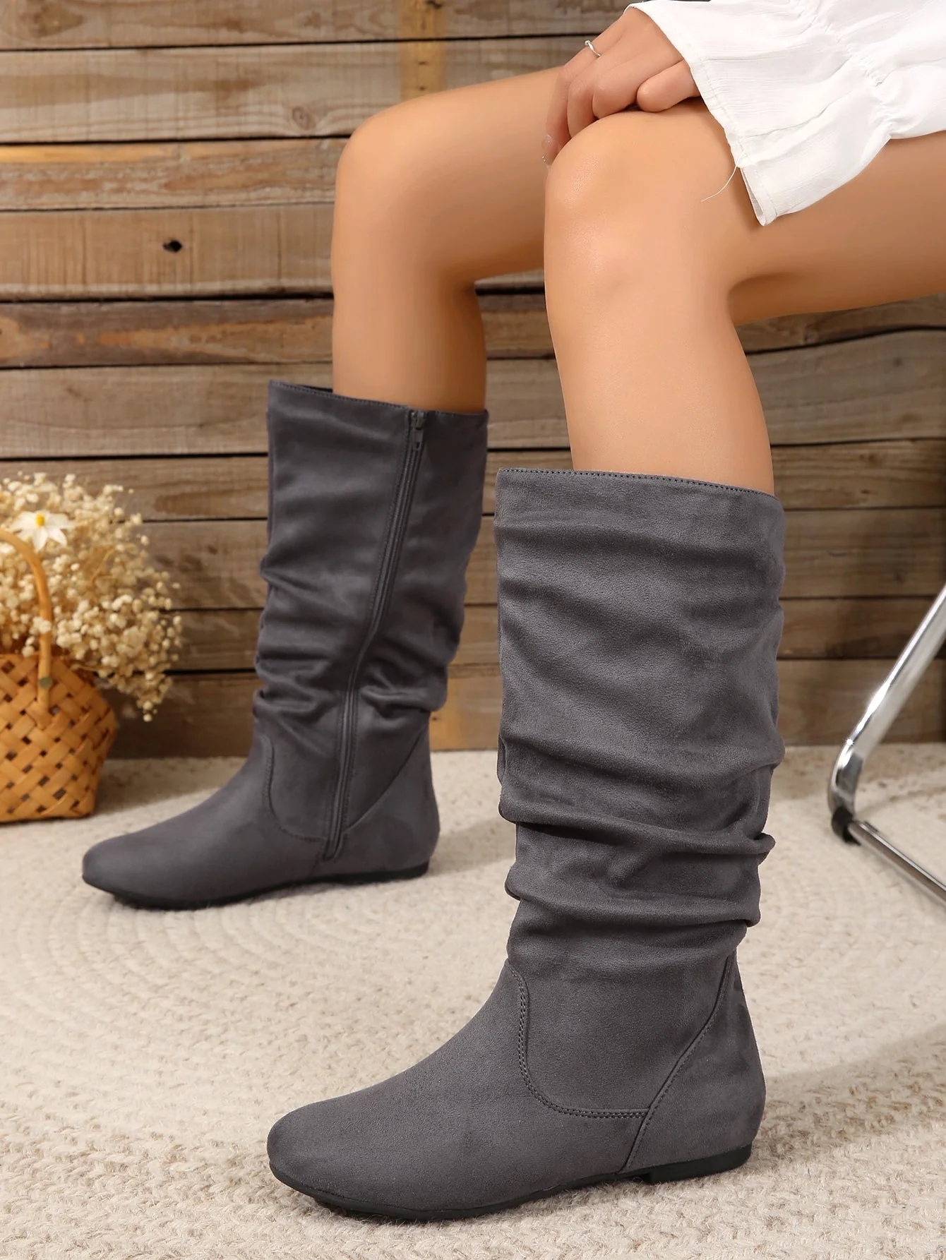 Heidi-Mode | Damen Stiefel Aus Wildleder mit Seitlichem Reißverschluss, Wadenlang, Frühlingskollektion - Image 6