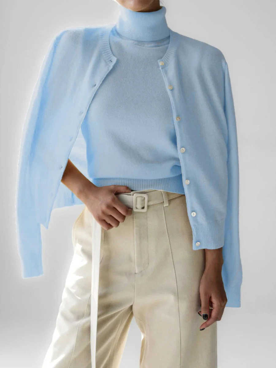 Heidi-Mode | Damen Strick-Cardigan und Rollkragenpullover Set - Image 16