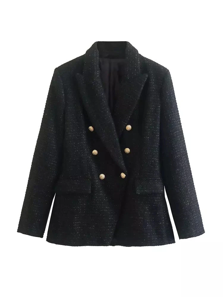 Heidi-Mode | Damen Strukturierter Blazer mit Doppelknopfleiste