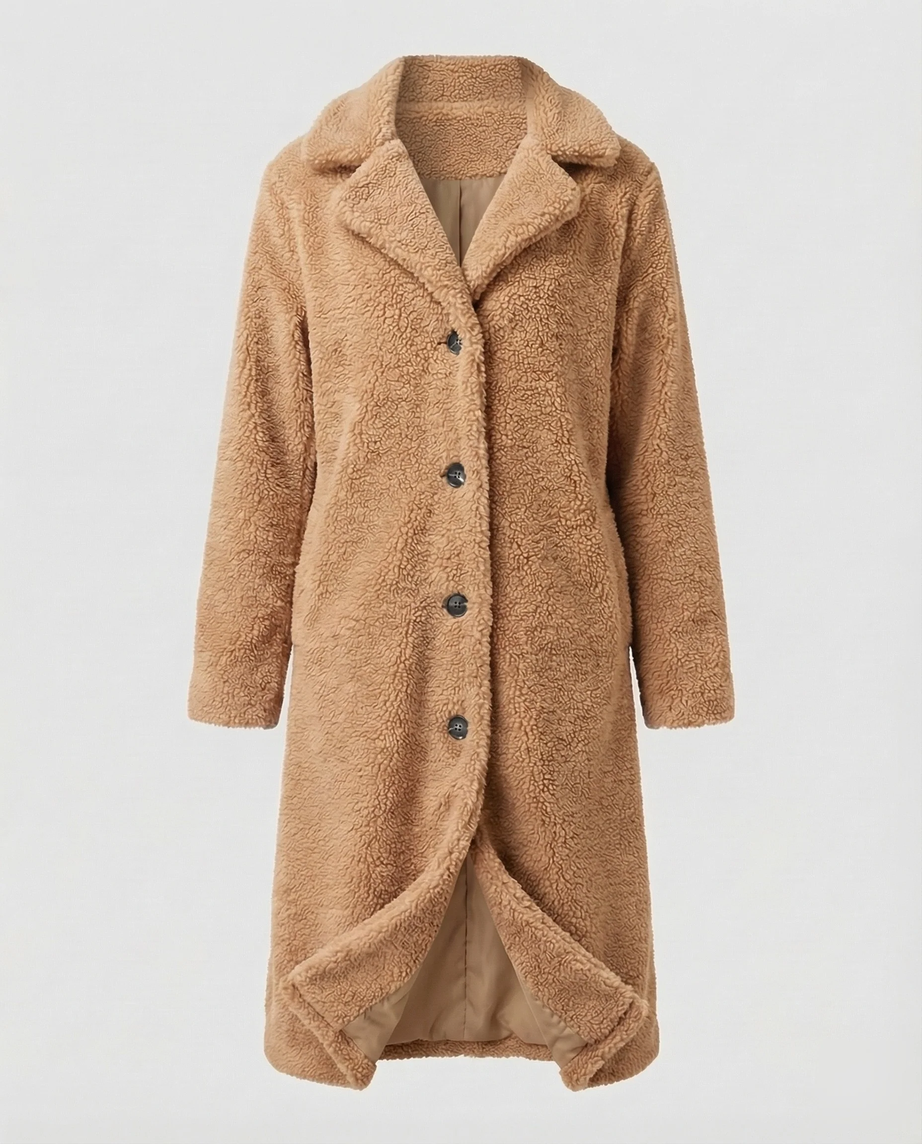 Damen Teddy-Mantel aus Kunstfell mit Reverskragen & Knopfleiste | Heidi-Mode - Image 7