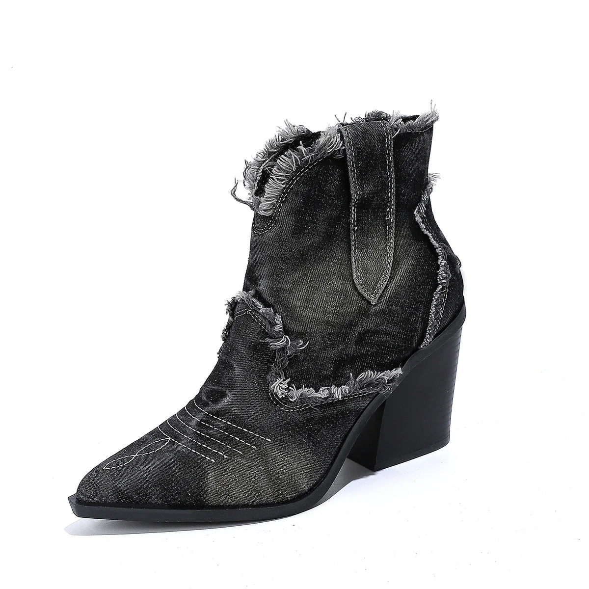 Heidi-Mode | Damen Trendy Spitzes-Toe Western Cowboy-Stiefel Bequeme Stiefeletten - Image 4