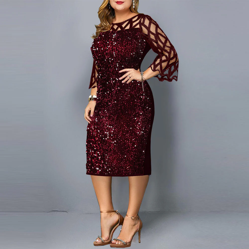 Heidi-Mode | Damenkleid mit Lotusblatthülse und Pailletten - Image 2