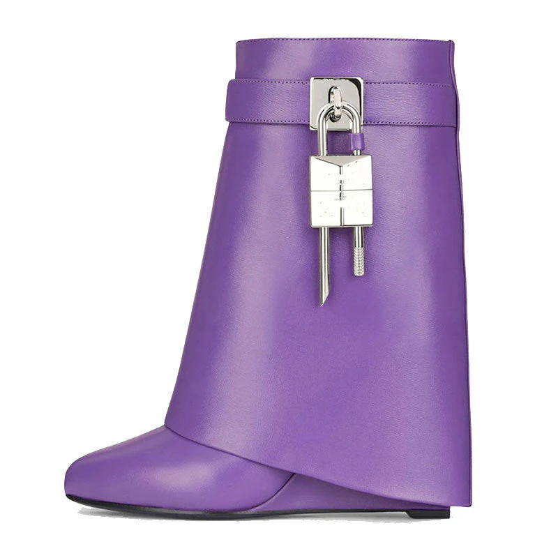 Heidi-Mode | Damenmode Schräge Ferse Rundzehen Lederoberfläche Hoher Absatz Reißverschluss Kurze Stiefel - Image 3