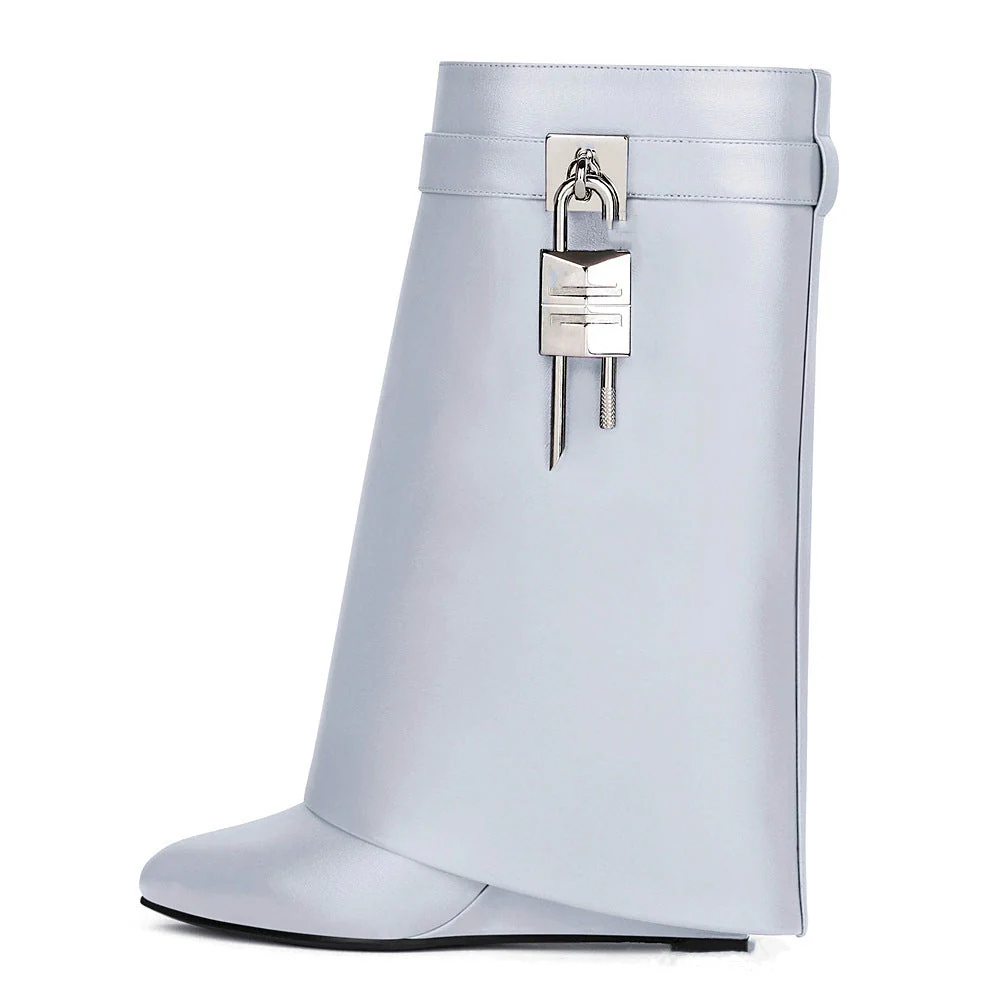Heidi-Mode | Damenmode Schräge Ferse Rundzehen Lederoberfläche Hoher Absatz Reißverschluss Kurze Stiefel - Image 5