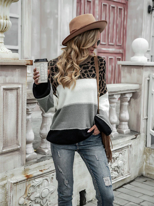 Heidi-Mode | Damenpullover mit Leopardenmuster und Farbflächen - Image 8