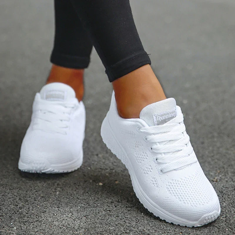 Heidi-Mode | Damers Andningsbara Mesh Tyg Snörade Sneakers - Image 4