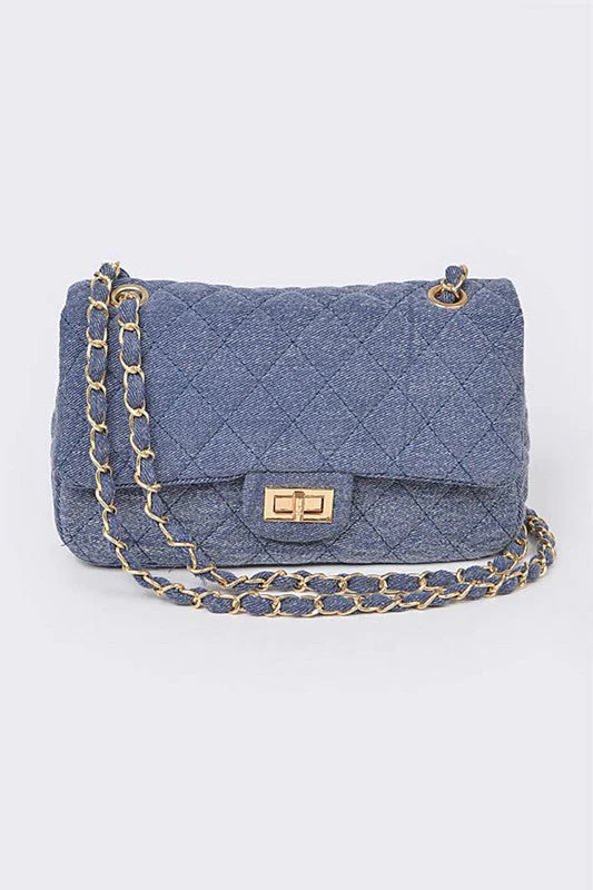 Heidi-Mode | Denim Gesteppte Umwandelbare Schultertasche
