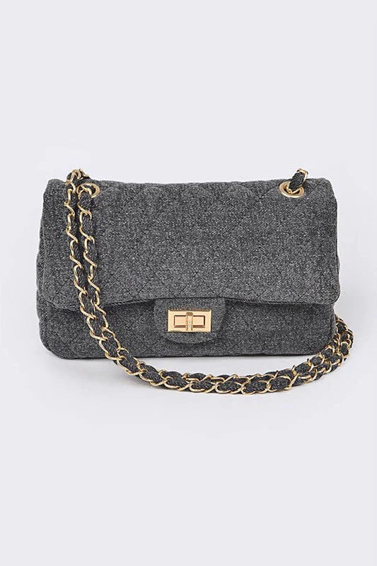 Heidi-Mode | Denim Gesteppte Umwandelbare Schultertasche - Image 9