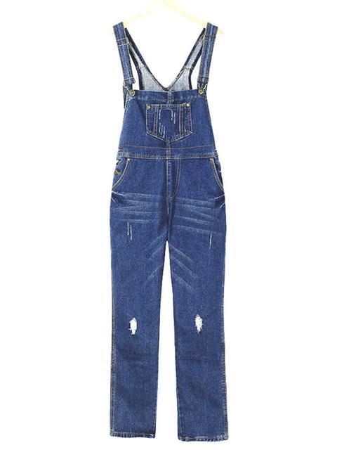 Heidi-Mode | Denim Lockere Einfache Lange Overalls - Image 2