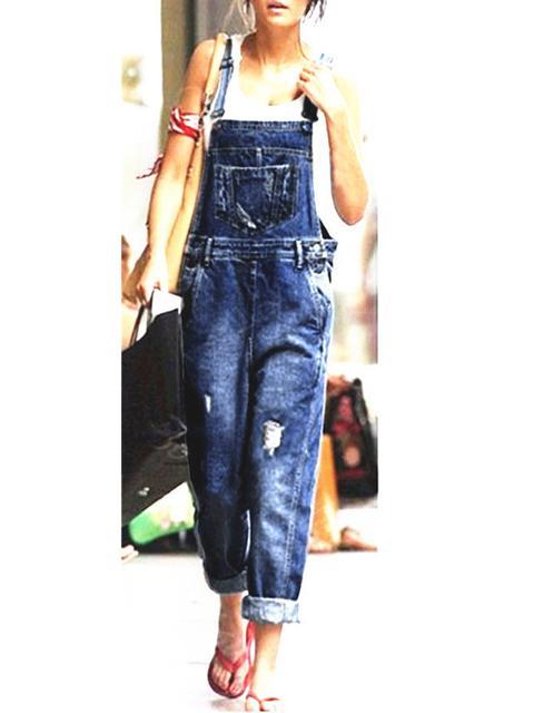Heidi-Mode | Denim Lockere Einfache Lange Overalls - Image 4