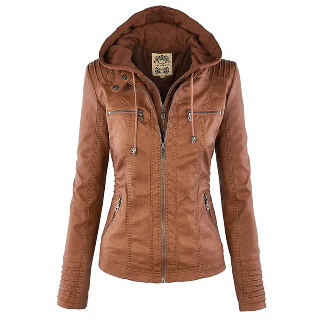 Heidi-Mode | Doppelgefütterte Damen Lederjacke mit Kapuze - Image 19