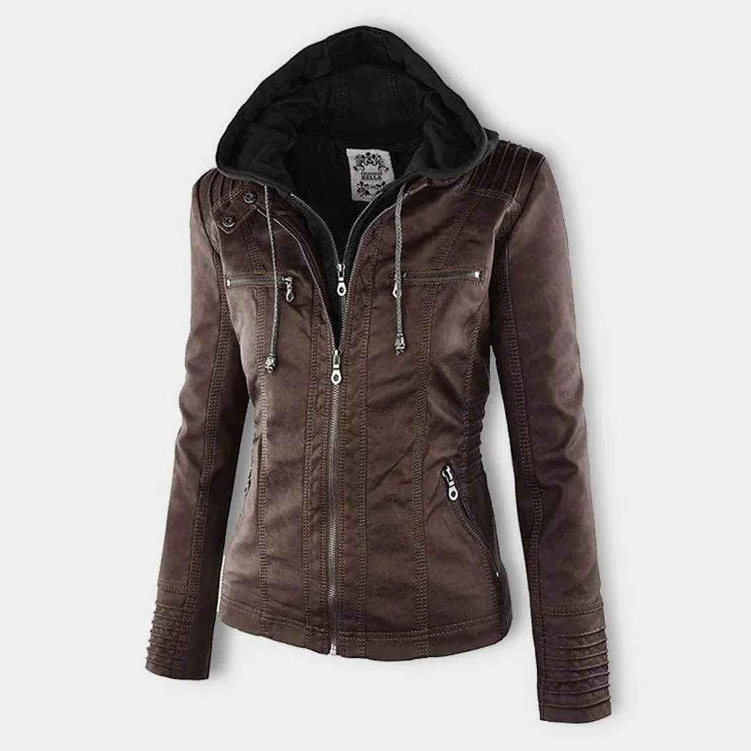 Heidi-Mode | Doppelgefütterte Damen Lederjacke mit Kapuze - Image 7