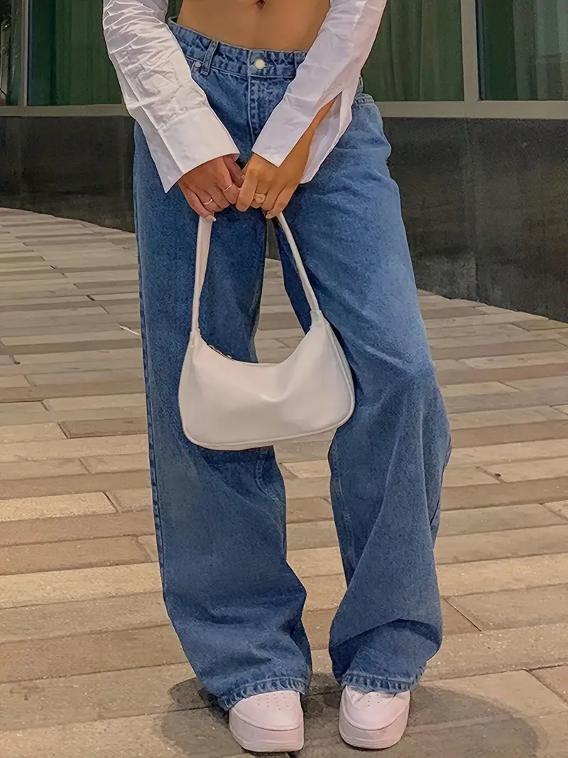 Heidi-Mode | Dunkelblaue Lockere Baggy Boyfriend Jeans mit Niedriger Taille - Image 4