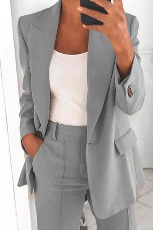 Heidi-Mode | Rosiedress Ein-Knopf Einfarbiger Büro Blazer Jacke