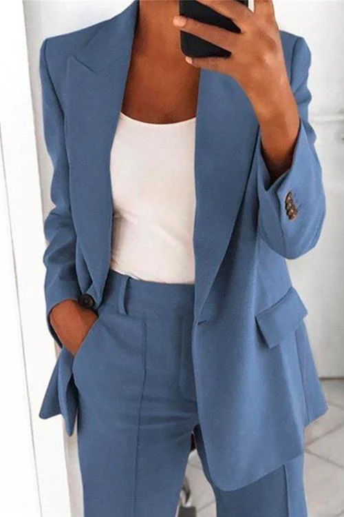 Heidi-Mode | Rosiedress Ein-Knopf Einfarbiger Büro Blazer Jacke - Image 2