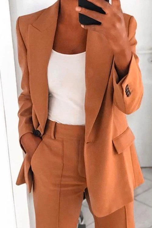 Heidi-Mode | Rosiedress Ein-Knopf Einfarbiger Büro Blazer Jacke - Image 6