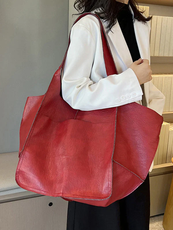 Heidi-Mode | Einfach Große Tasche Weiches Leder Große Kapazität Ein Schulter Tragbare Tote Tasche - Image 3