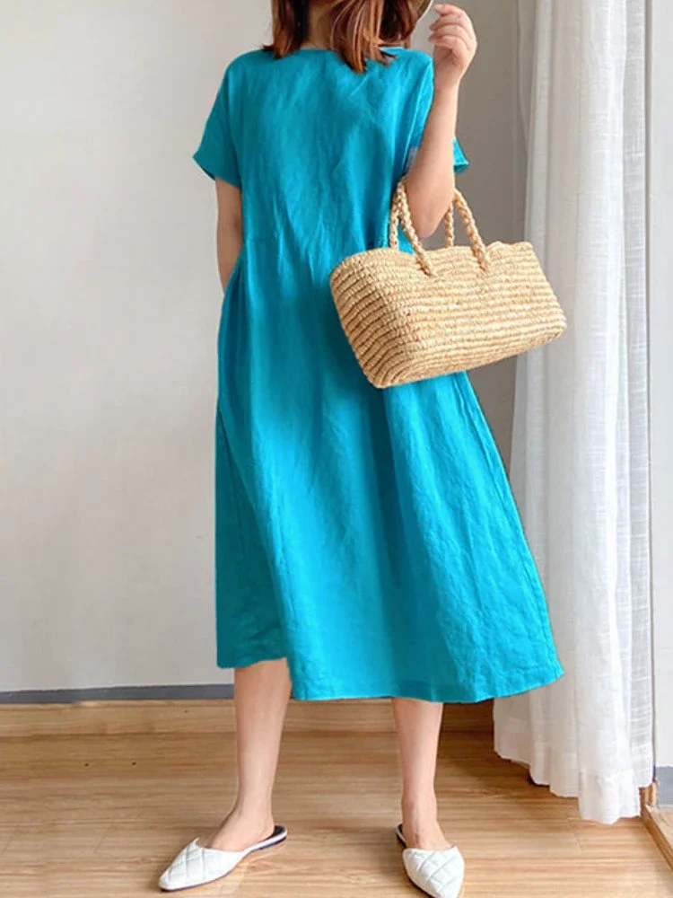 Heidi-Mode | Einfarbig Midi Kleid Aus - Image 6