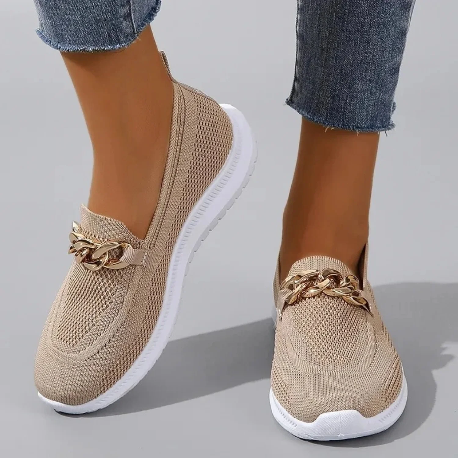Heidi-Mode | Einfarbiges Mesh Atmungsaktive Damen Slip Ons - Image 3