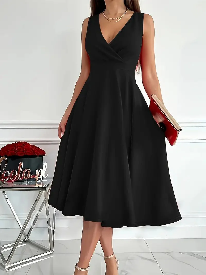 Heidi-Mode | Einfarbiges Tankkleid Asymmetrischer Ausschnitt Kleid - Image 5