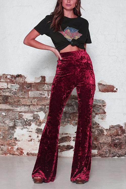 Heidi-Mode | Rosiedress Elastischer Bund Schlaghosen Samt Pants