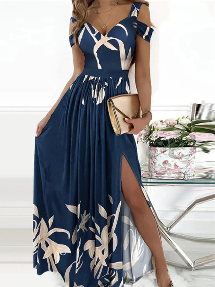 Heidi-Mode | Elegantes Off-Shoulder Büro Damen Langes Kleid