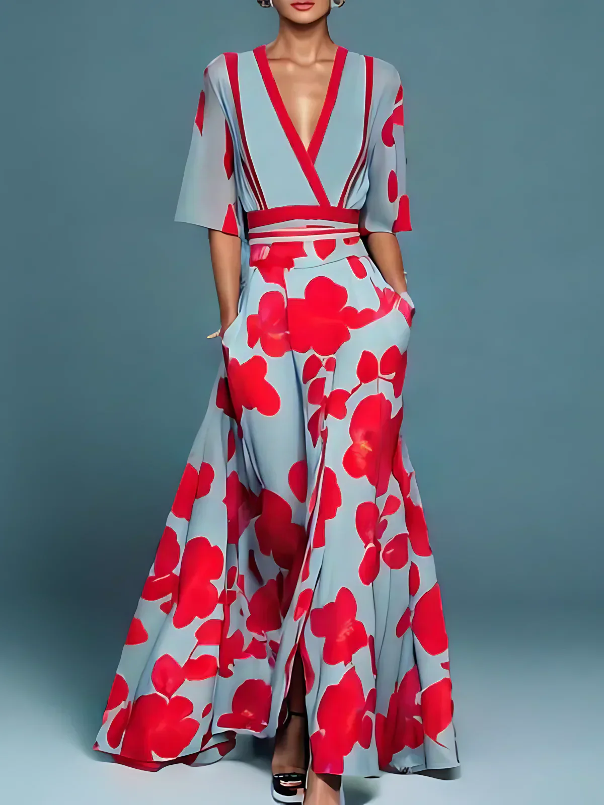 Heidi-Mode | Elegantes Blumenmuster Kleid Aus Der Tasche