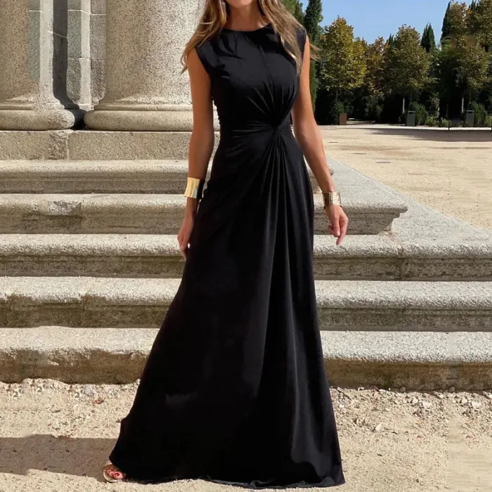 Heidi-Mode | Elegantes Langkleid mit Langen Ärmeln, Revers und Unifarbenem V-Ausschnitt für Damen - Image 2