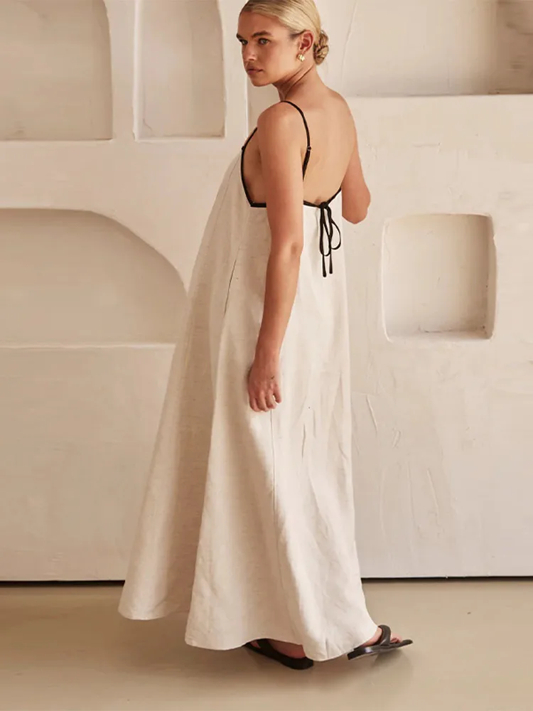 Heidi-Mode | Elegante Leinen Baumwollkleid mit Rückenschlitz - Image 3