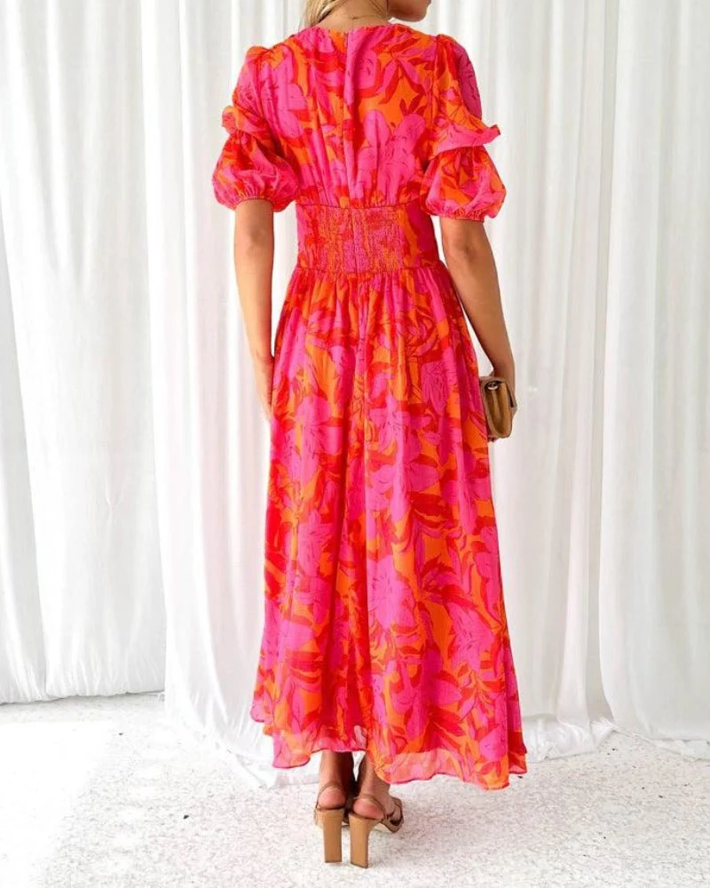 Heidi-Mode | Elegante Maxikleid In Rot Rosa - Image 2