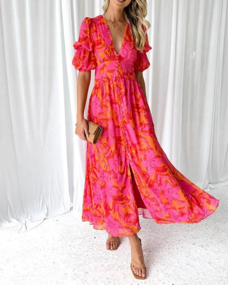Heidi-Mode | Elegante Maxikleid In Rot Rosa - Image 3