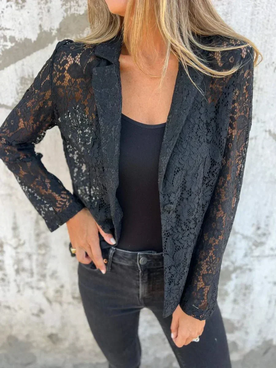 Heidi-Mode | Elegante Spitz Blaue Jacke In Slim Fit - Image 7