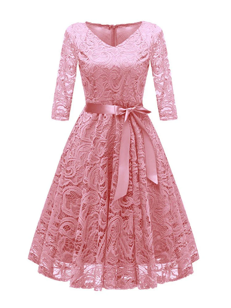 Heidi-Mode | Elegantes V-Förmiges Spitzenabendkleid