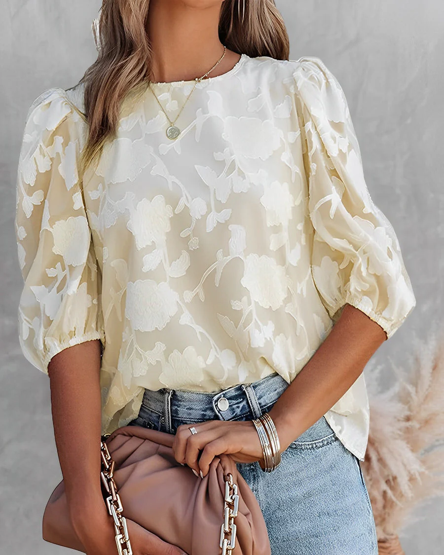 Heidi-Mode | Elegante Bluse mit Puffärmeln und Blumenmuster - Image 4