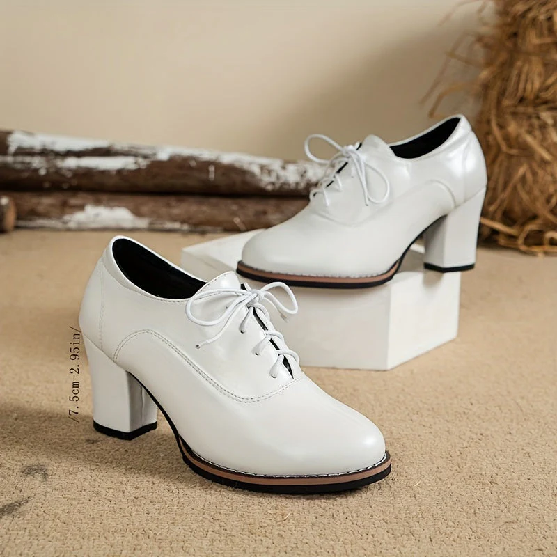 Heidi-Mode | Elegante Damenschuhe mit Dicken Absätzen und Schnürsenkeln - Image 2