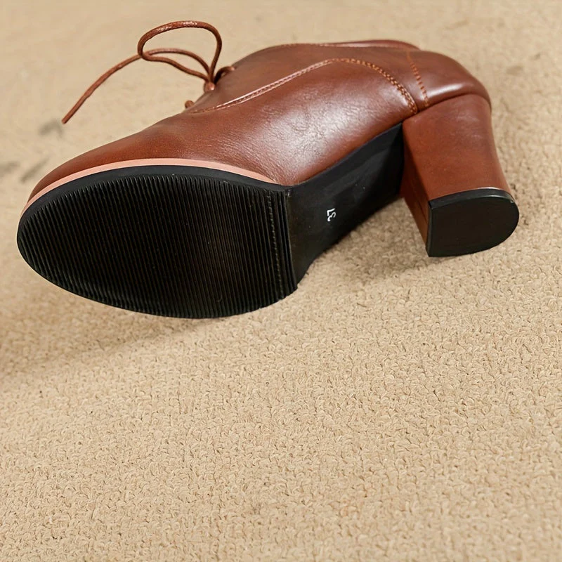 Heidi-Mode | Elegante Damenschuhe mit Dicken Absätzen und Schnürsenkeln - Image 4