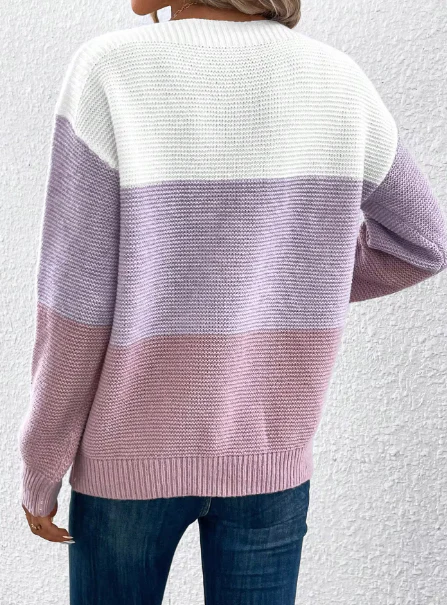 Heidi-Mode | Elegante Dreifarbige Patchwork-Pullover - Image 2