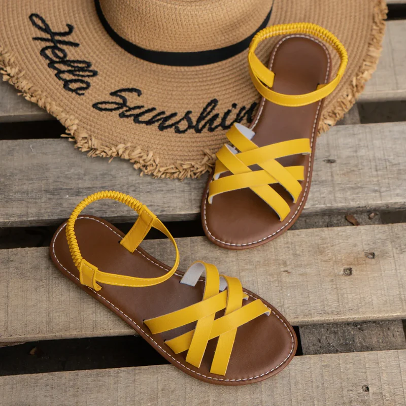 Heidi-Mode | Elegante Leder Damen Sandalen Flacher Schuh - Image 6