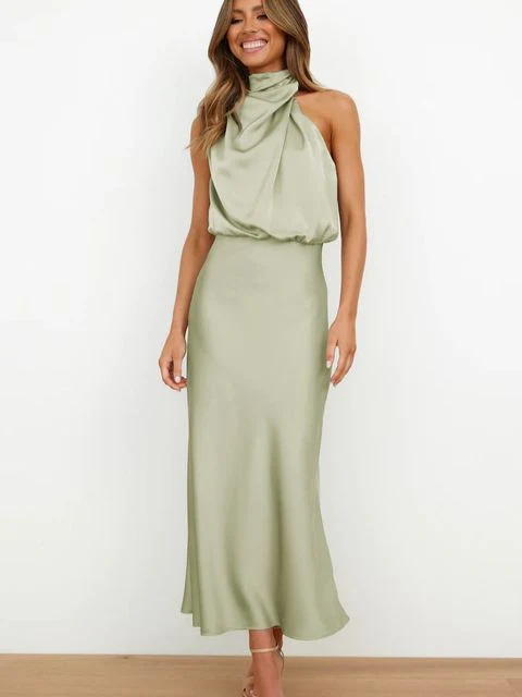 Heidi-Mode | Elegantes Satin-Halterhalskleid für Frauen - Image 7