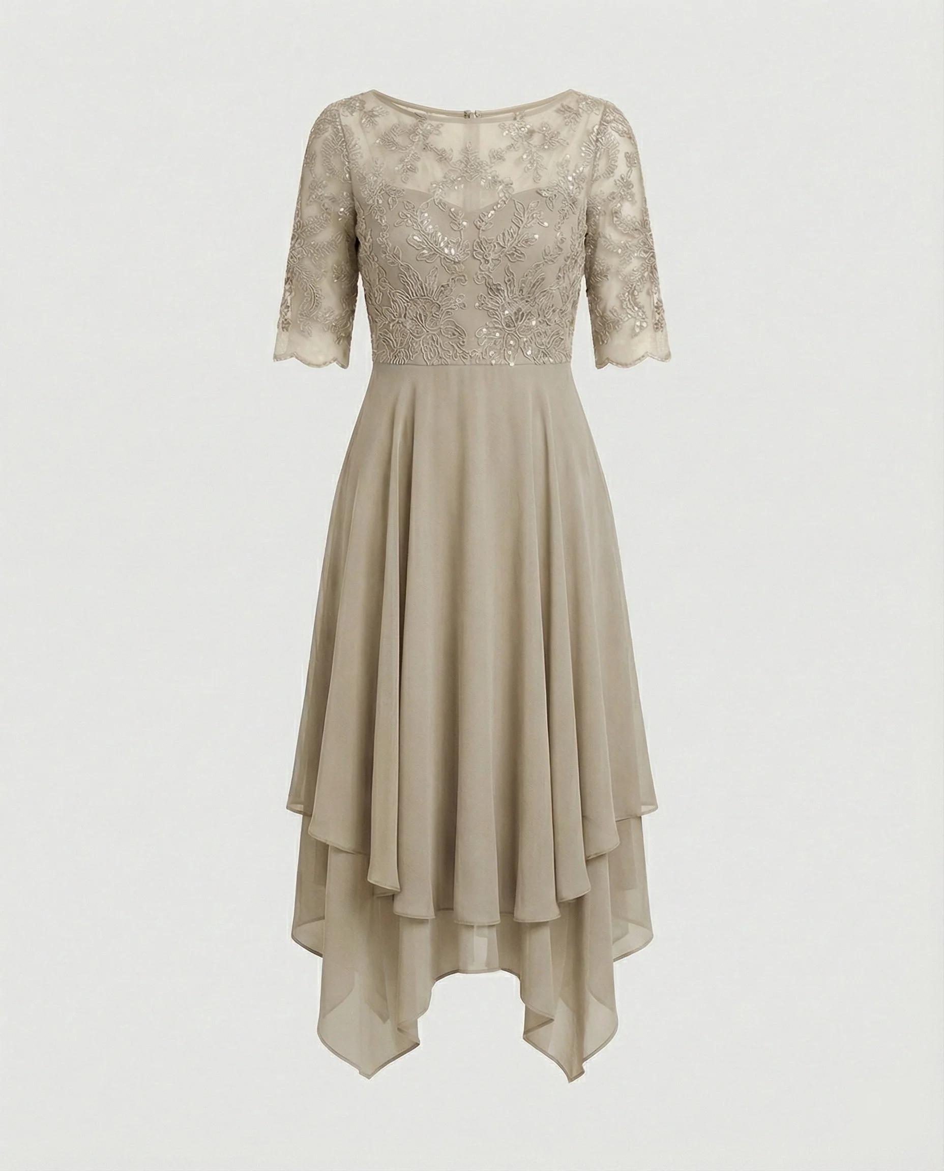 Heidi-Mode | Damen Elegantes Spitze Chiffon Midikleid, Fließend & Feminin Geschnitten - Image 2
