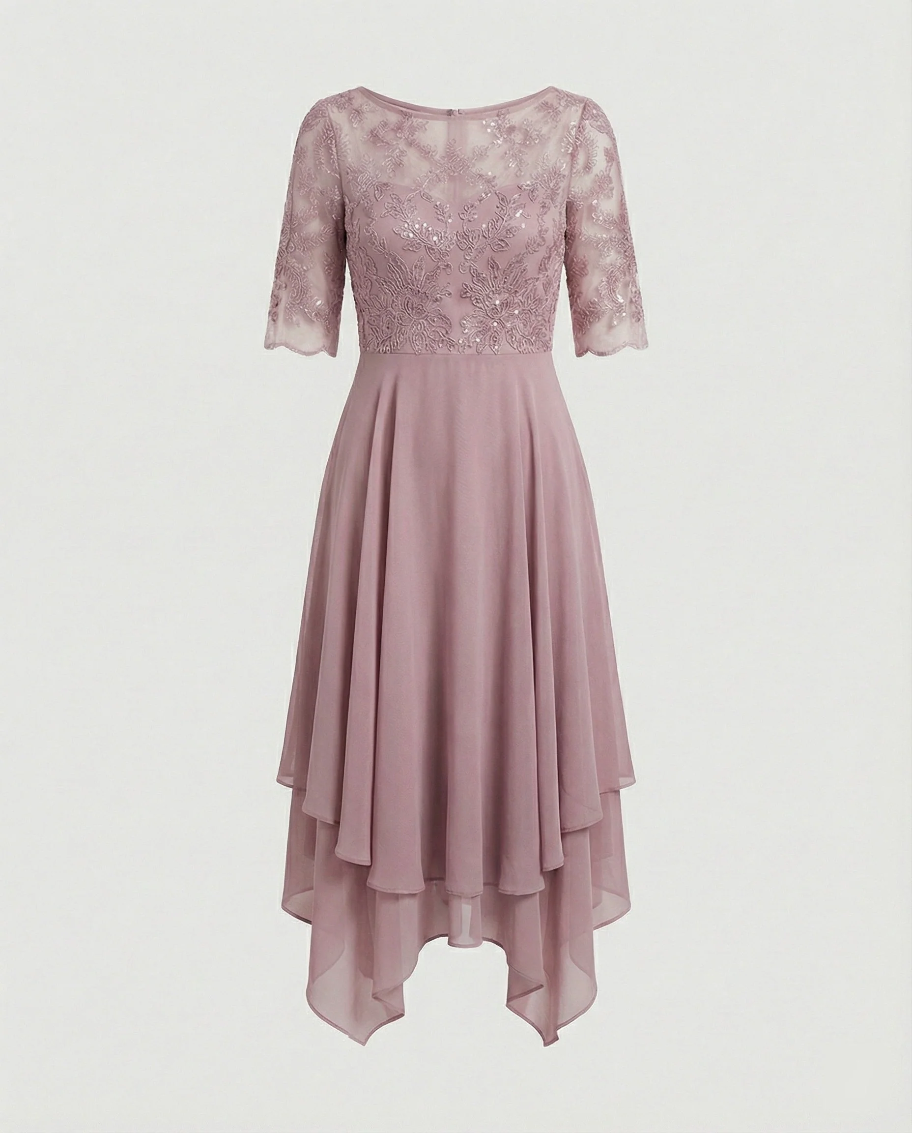 Heidi-Mode | Damen Elegantes Spitze Chiffon Midikleid, Fließend & Feminin Geschnitten - Image 5