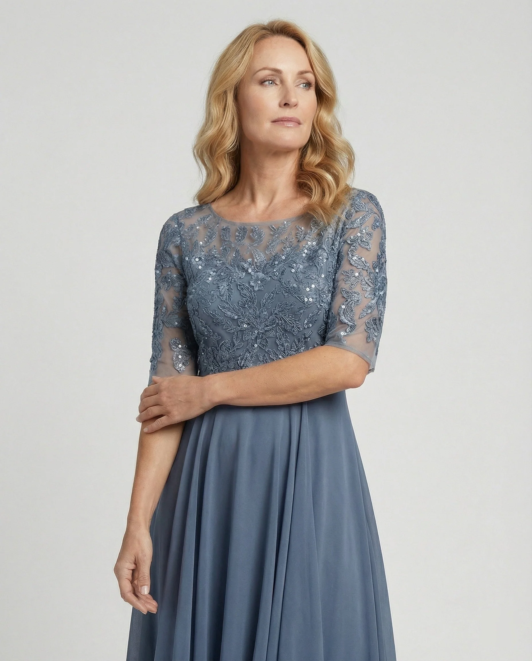 Heidi-Mode | Damen Elegantes Spitze Chiffon Midikleid, Fließend & Feminin Geschnitten - Image 7