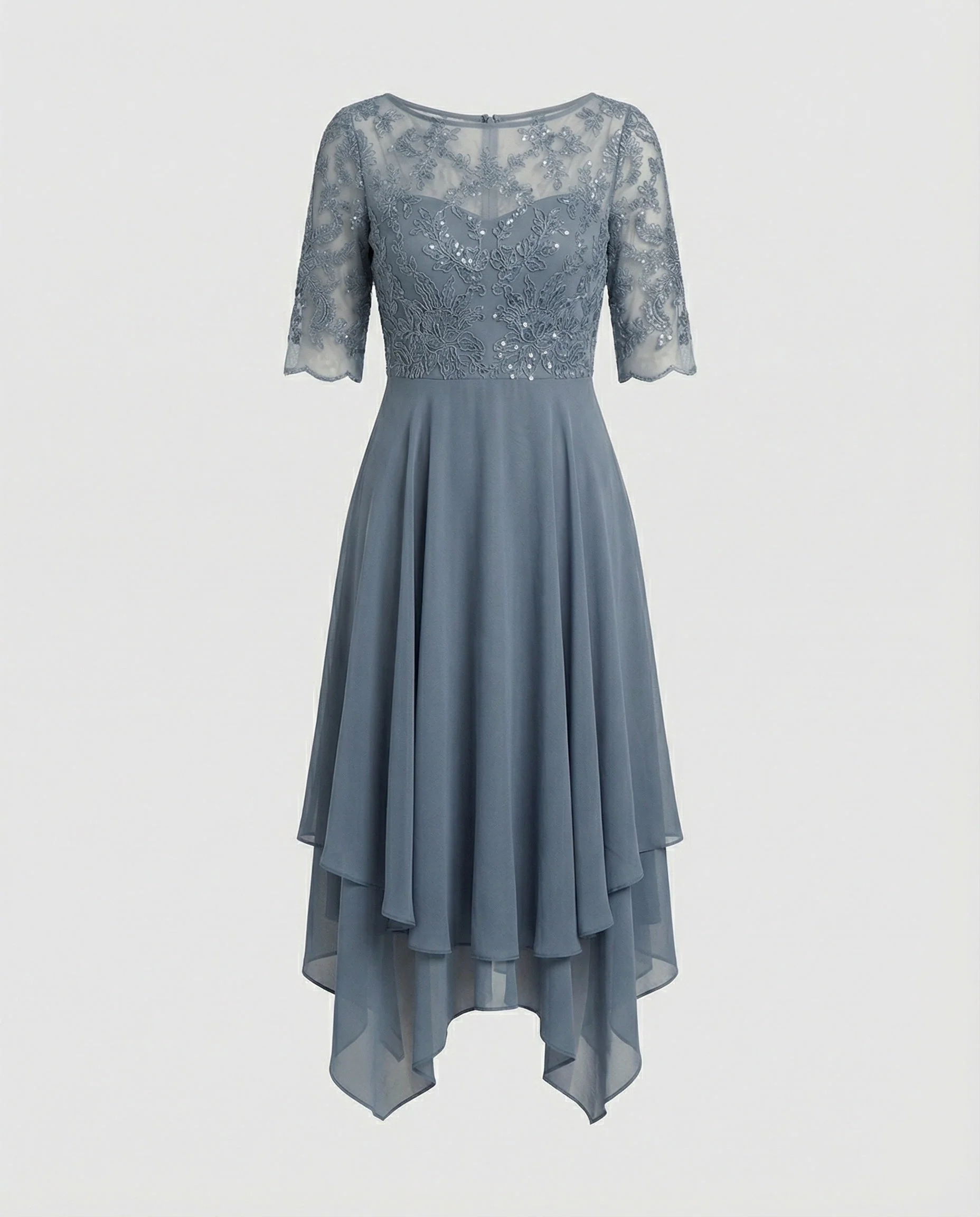 Heidi-Mode | Damen Elegantes Spitze Chiffon Midikleid, Fließend & Feminin Geschnitten - Image 9