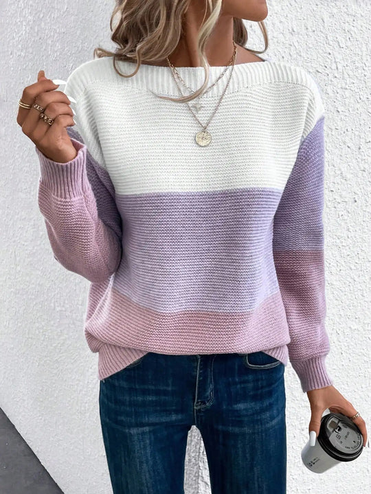 Heidi-Mode | Eleganter Dreifarbiger Patchwork Pullover - Image 3