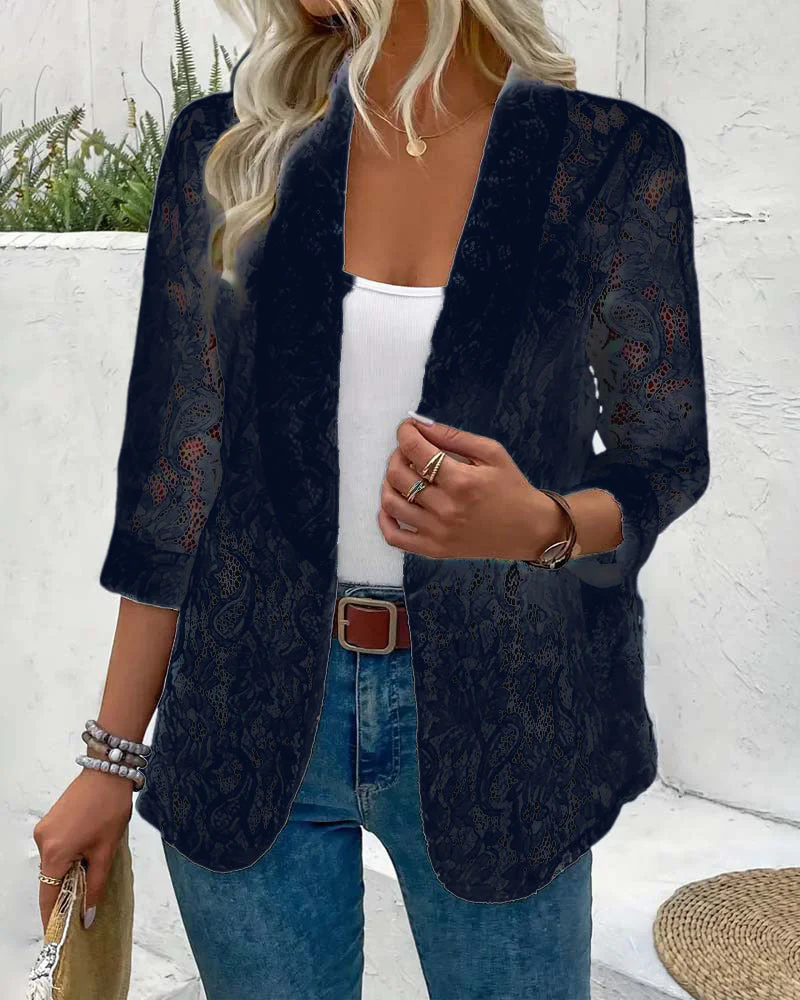 Heidi-Mode | Eleganter, Einfarbiger Mantel mit Floralem Spitzenrevers - Image 12