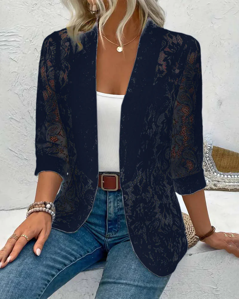 Heidi-Mode | Eleganter, Einfarbiger Mantel mit Floralem Spitzenrevers - Image 15