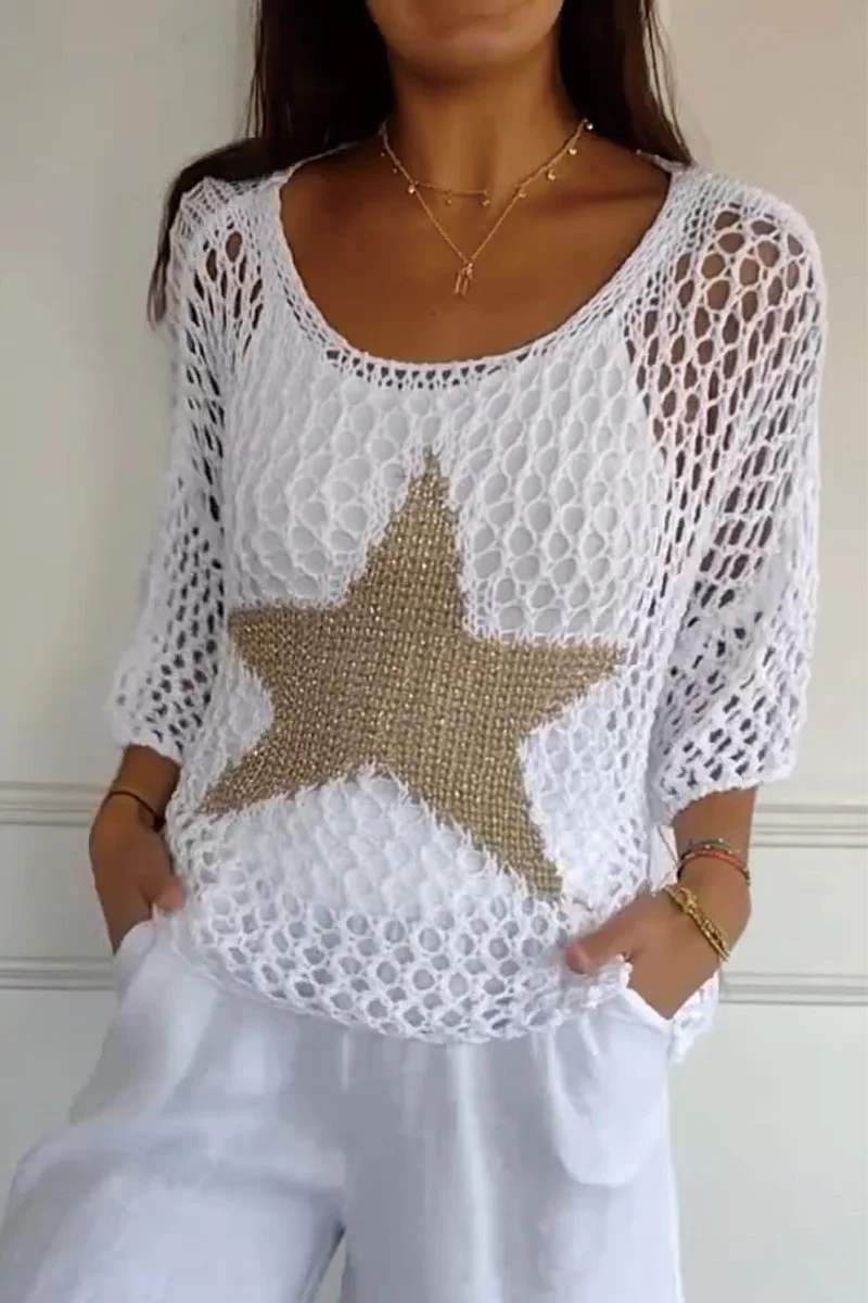 Heidi-Mode | Eleganter Strickpullover mit Stern Design für Frauen